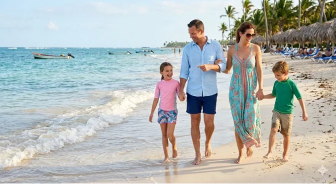 family on the beach