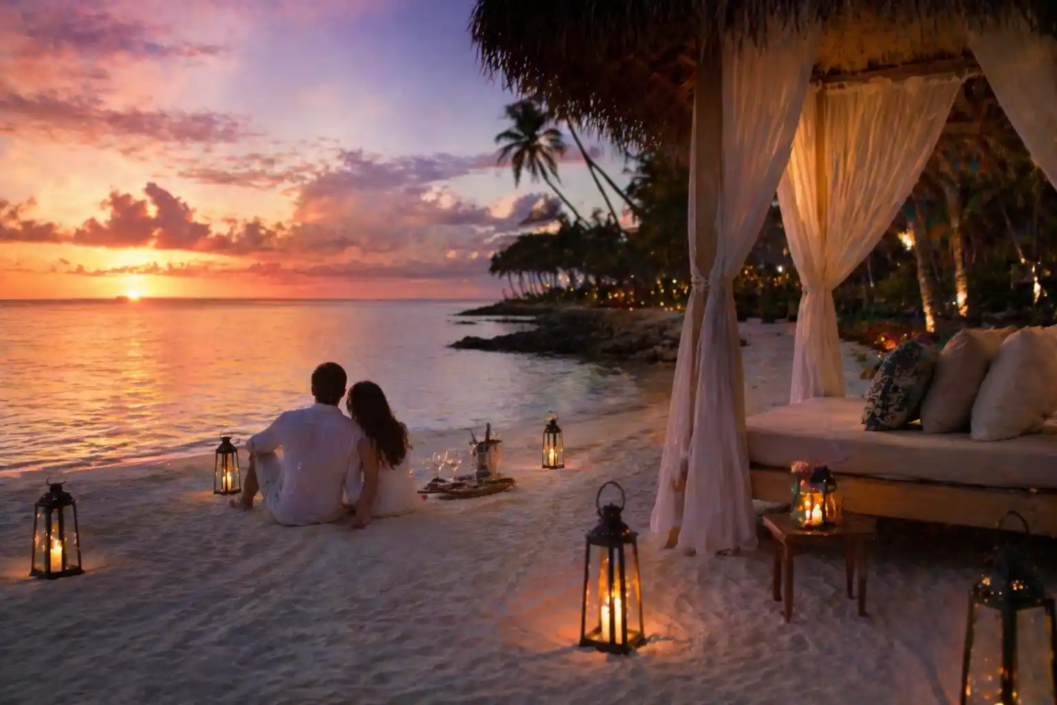couple sitting on the sand