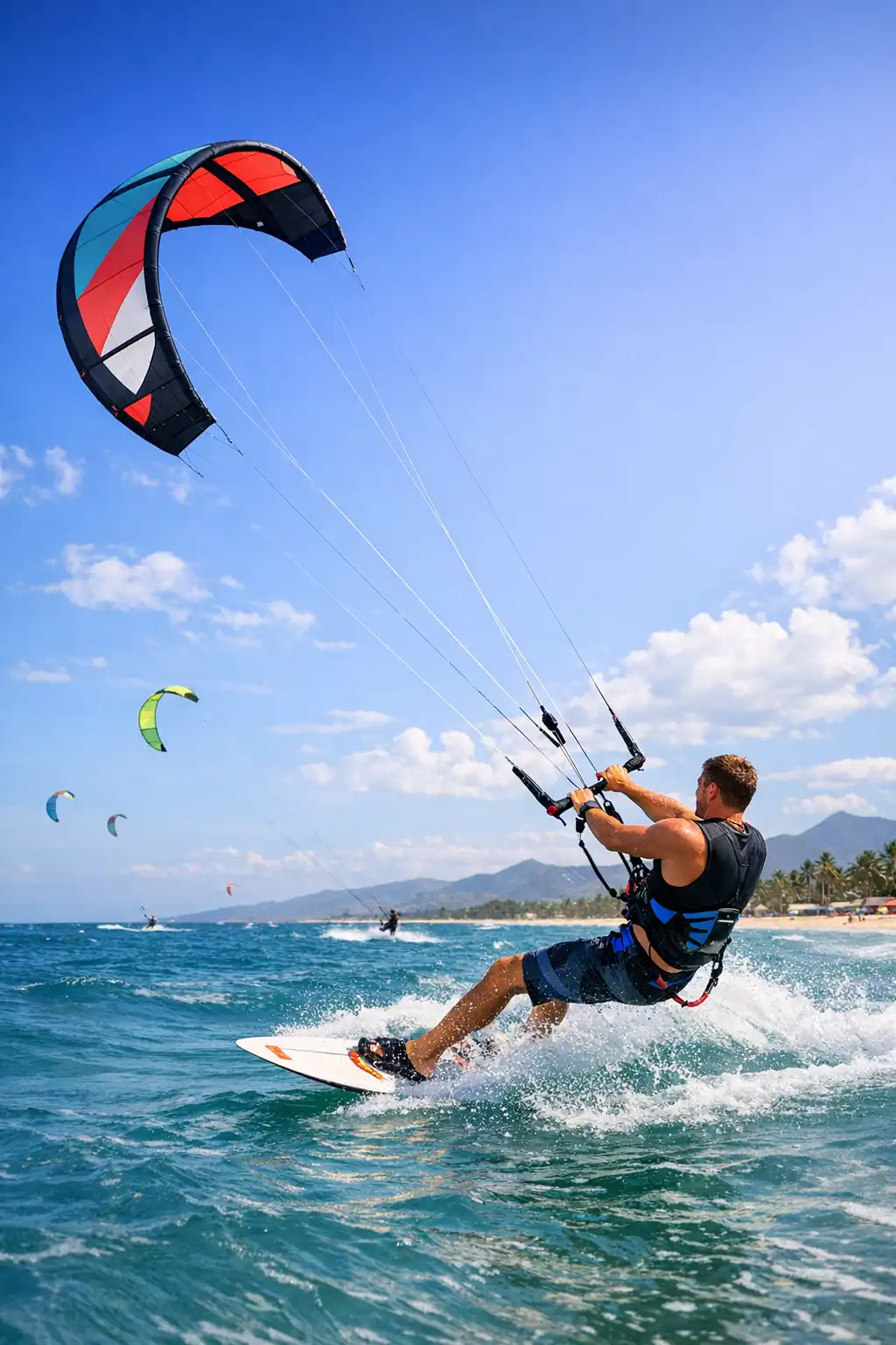 a person doing kite surfing