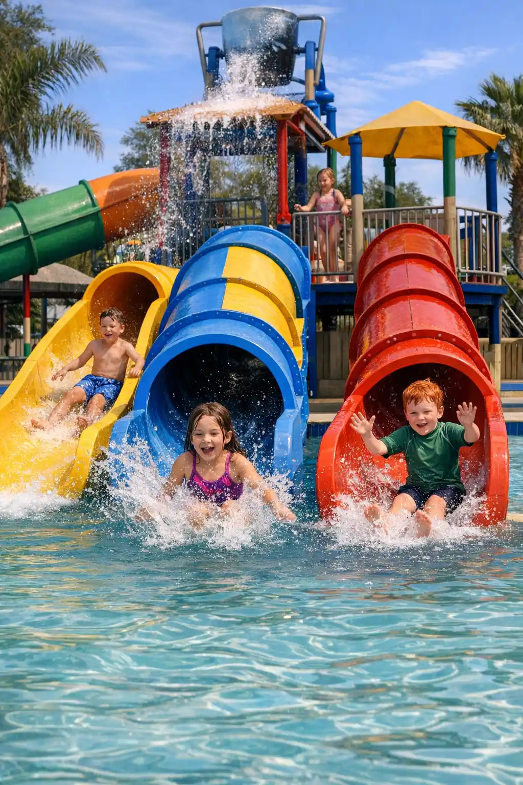 kids in water slides